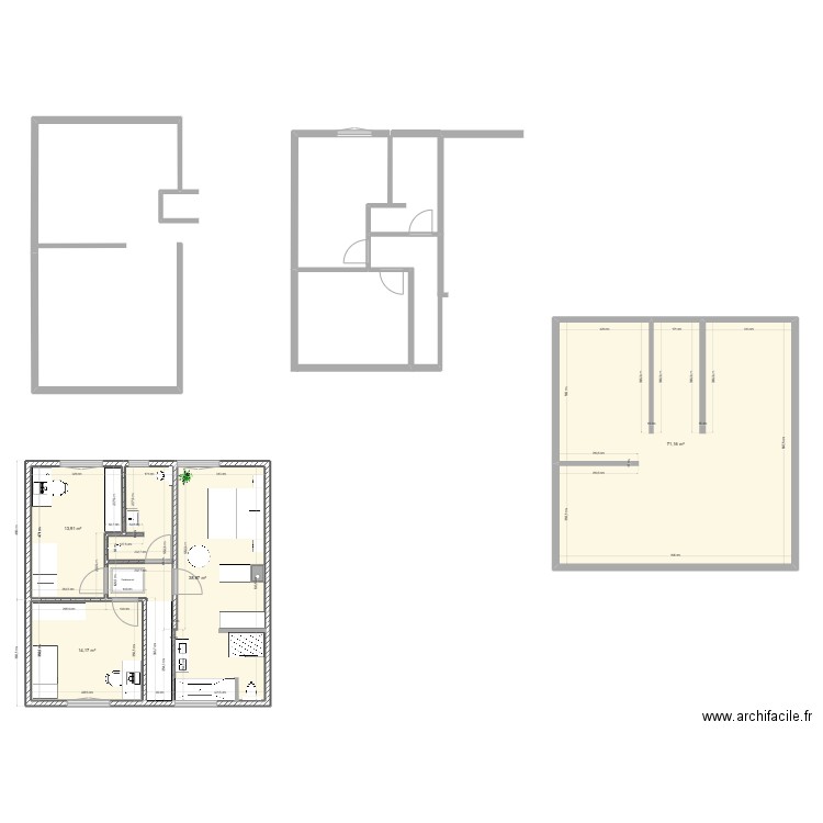 Ex 1 Archifacile BMNV. Plan de 4 pièces et 138 m2
