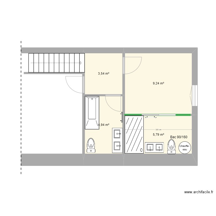 SDE CAPELLES . Plan de 4 pièces et 24 m2