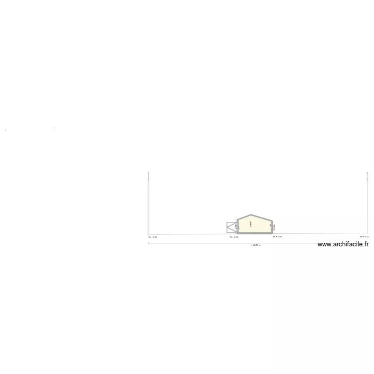 Plan de coupe B-B avant travaux. Plan de 1 pièce et 19 m²