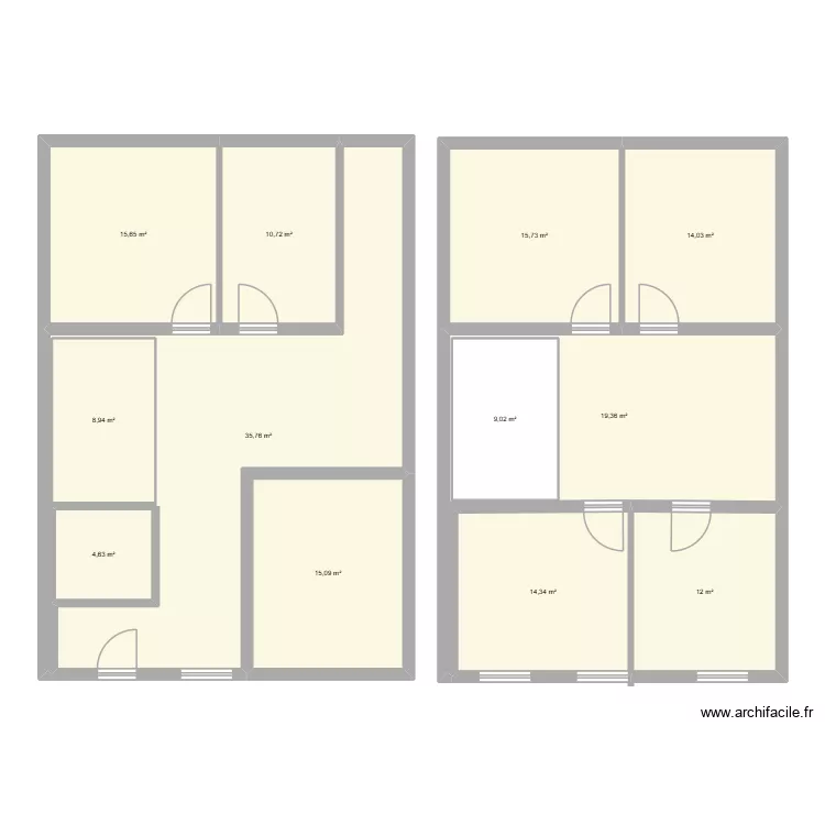 neuf 2. Plan de 12  et 184 m²