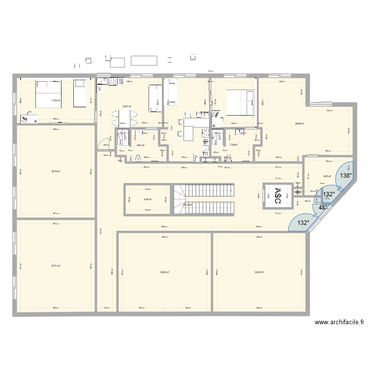 rénovation appartement. Plan de 15 pièces et 349 m2