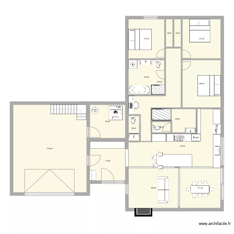 Robert V6. Plan de 16  et 190 m²