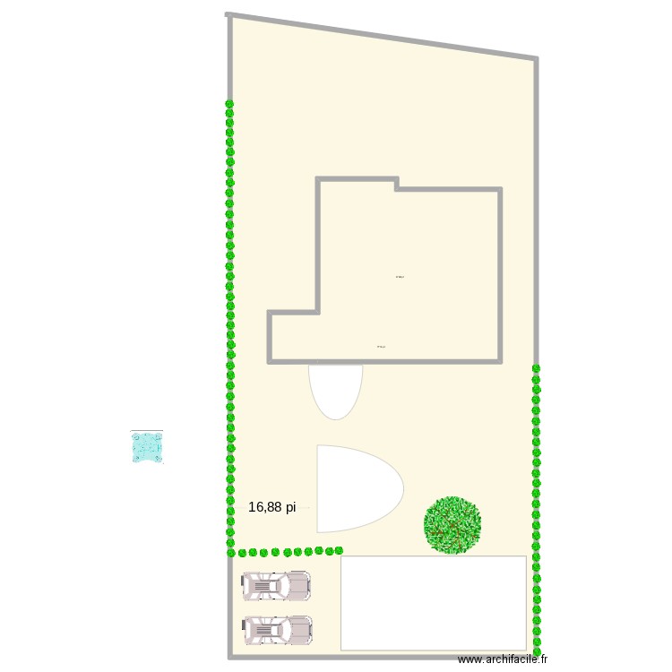 terrain extérieur. Plan de 2 pièces et 1051 m2