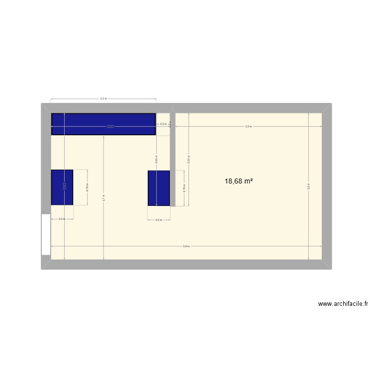 Cave 1. Plan de 1 pièce et 19 m2