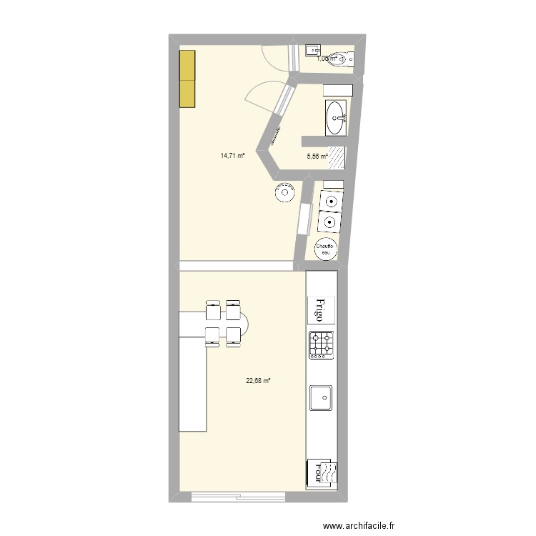 leers extensioon. Plan de 4 pièces et 44 m2