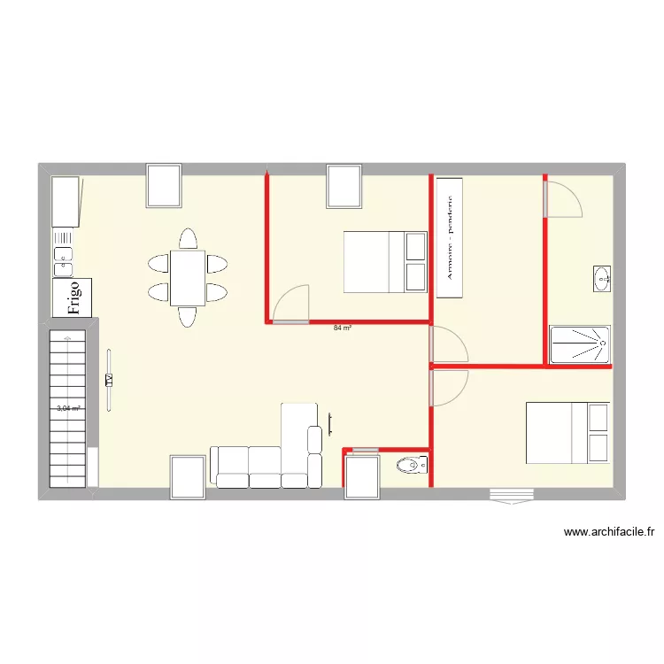 appartement n&deg; 4 t4 2eme &eacute;tage. Plan de 