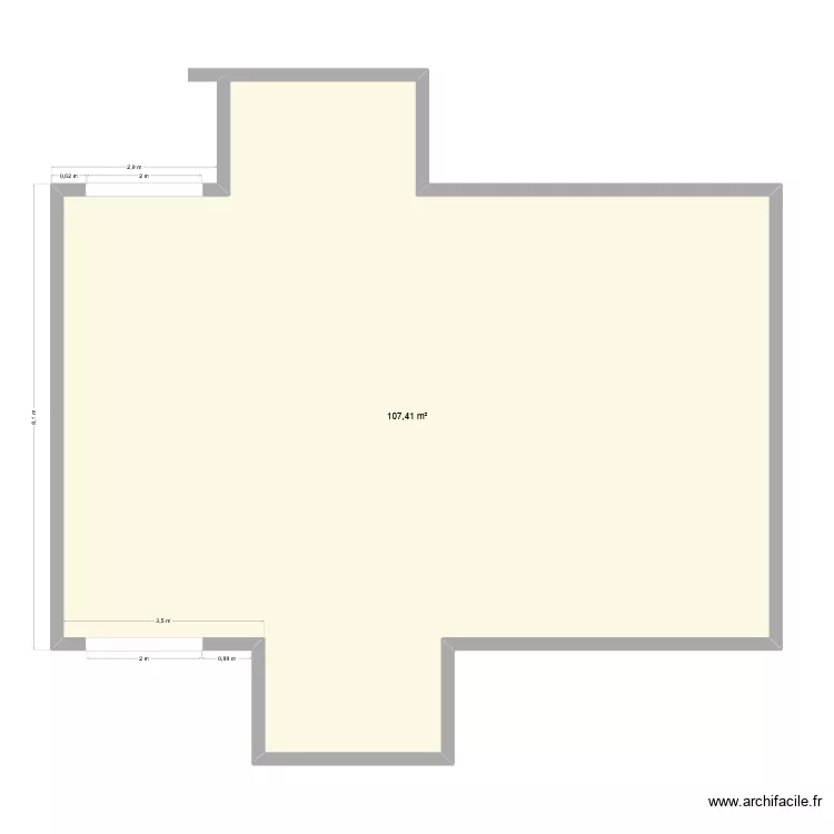 bangoua. Plan de 1  et 107 m²