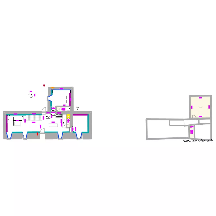 maison isolation avec fenetres. Plan de 4  et 26 m²