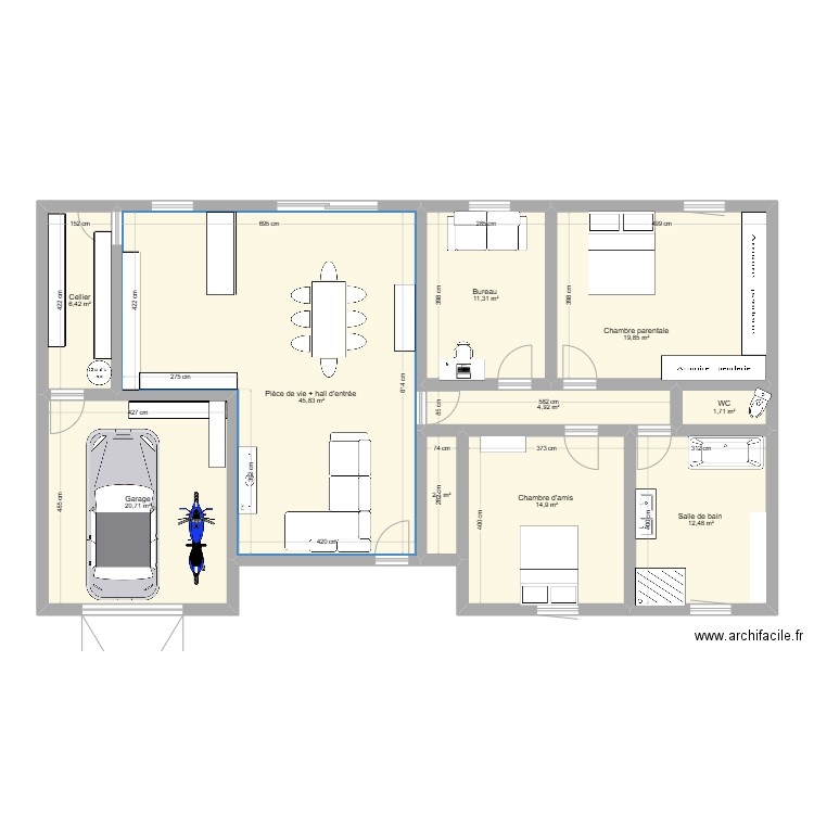 Maison 3. Plan de 10 pièces et 140 m2