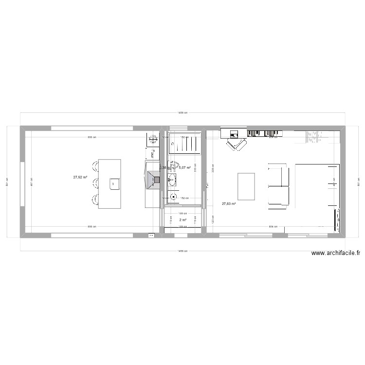 minimini kaz v2. Plan de 5 pièces et 63 m2