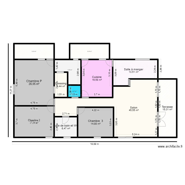 MAISON. Plan de 13 pièces et 186 m2