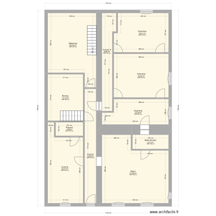 plan eva au 24 12 2025. Plan de 11 pièces et 163 m2