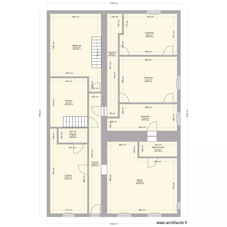 plan eva au 24 12 2025. Plan de 11  et 163 m²