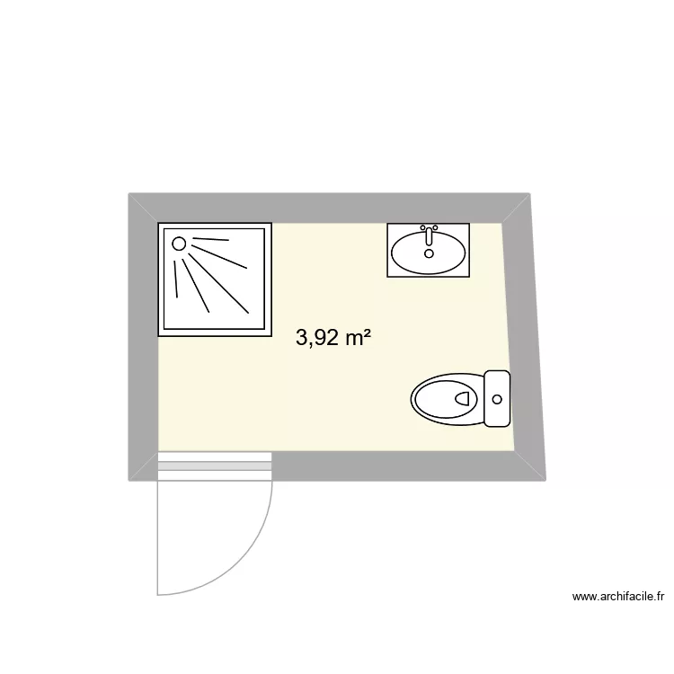 Plan salle de bain T2. Plan de 1  et 4 m²