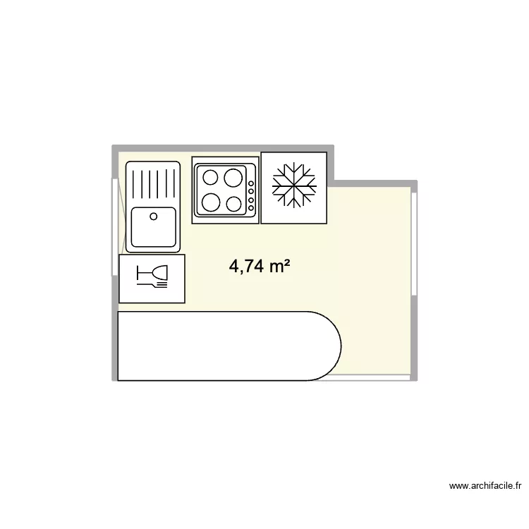 CUISINE. Plan de 1  et 5 m²