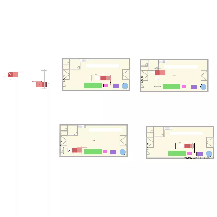 stage. Plan de 4  et 730 m²