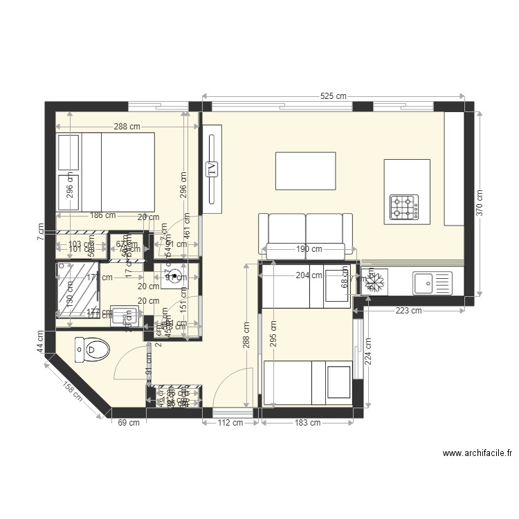 bene 2. Plan de 4 pièces et 41 m2