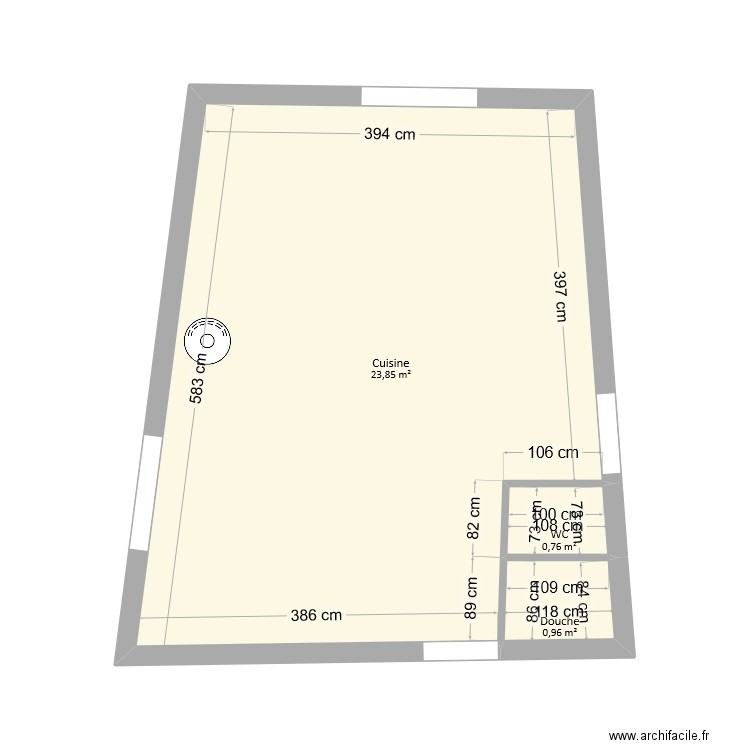 Deharo - EDL Cuisine. Plan de 3 pièces et 26 m2