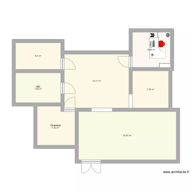 periscolaire. Plan de 7 pièces et 78 m²