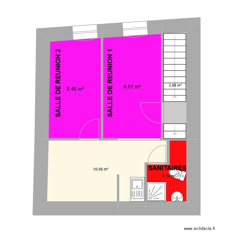 POTIERS 3 R+1.1. Plan de 5 pièces et 36 m2