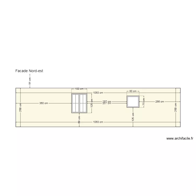 Façade Nord-est nouvelle inclinaison. Plan de Façade Nord-est nouvelle inclinaison. Plan de