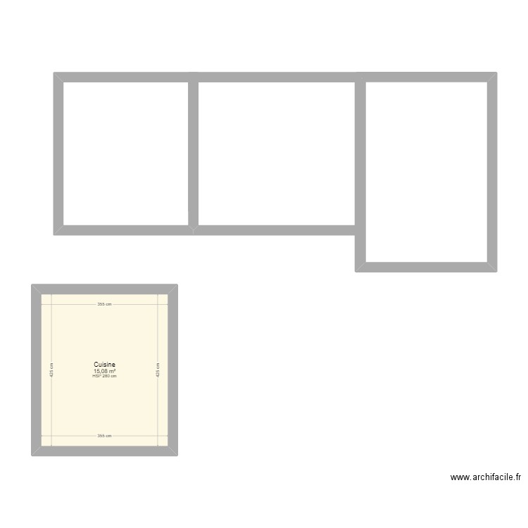 maison rdc. Plan de 1 pièce et 15 m2