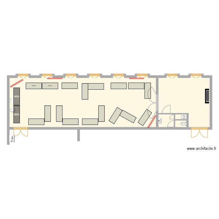 Salle2. Plan de 5 pièces et 150 m2