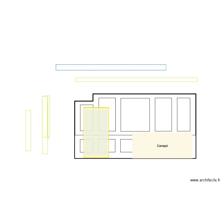 MOULURES N°5- Modèle mur salle canapé . Plan de 1 pièce et 12 m2