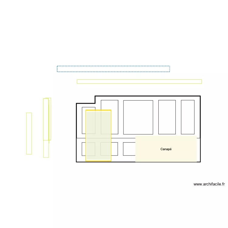 MOULURES N&deg;5- Mod&egrave;le mur salle canap&eacute; . Plan de 