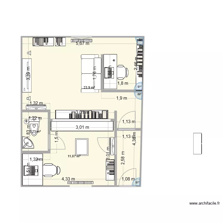 2 bureaux avec passerelle ou escalier ext. Plan de 3 et 37 m² 2 bureaux avec passerelle ou escalier ext. Plan de 3 et 37 m²