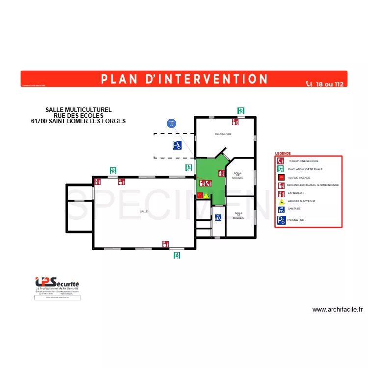 SALLE MULTICULTUREL SAINT BOMER LES FORGES. Plan de 
