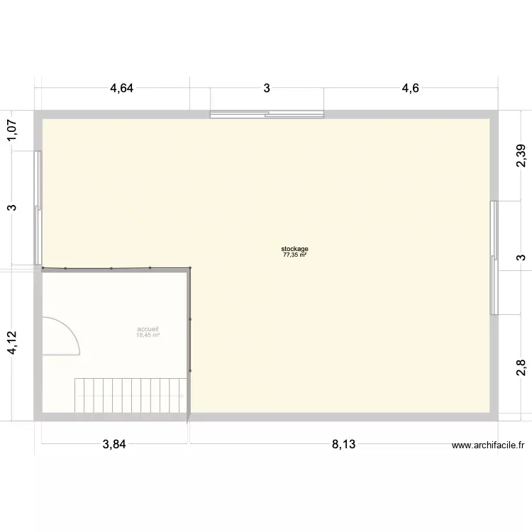 rez de chauss&eacute;e bureau. Plan de 6 Pièces et 167 m²