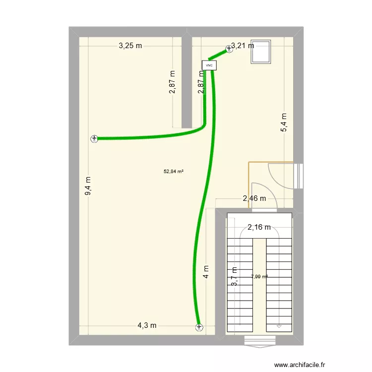 Combles Avakian. Plan de 2  et 61 m²