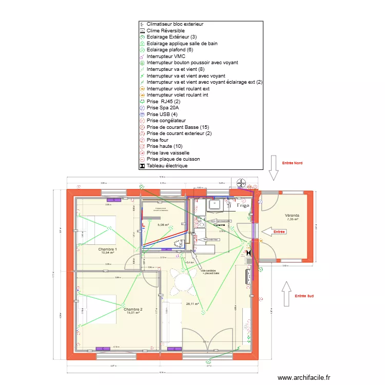 Plan technique essai. Plan de 12  et 69 m²