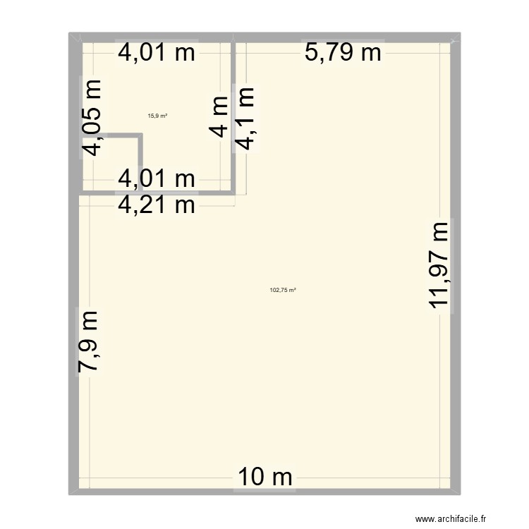 plan magasin. Plan de 2 pièces et 119 m2