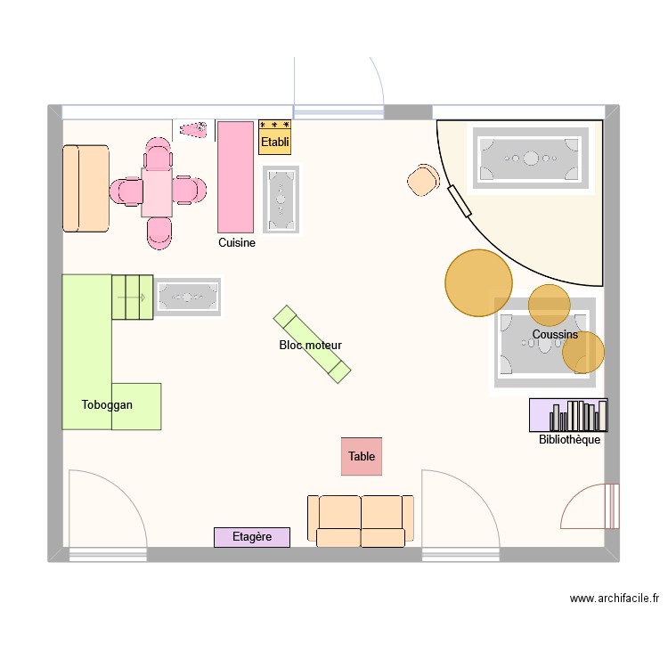 Version 1. Plan de 1 pièce et 75 m2