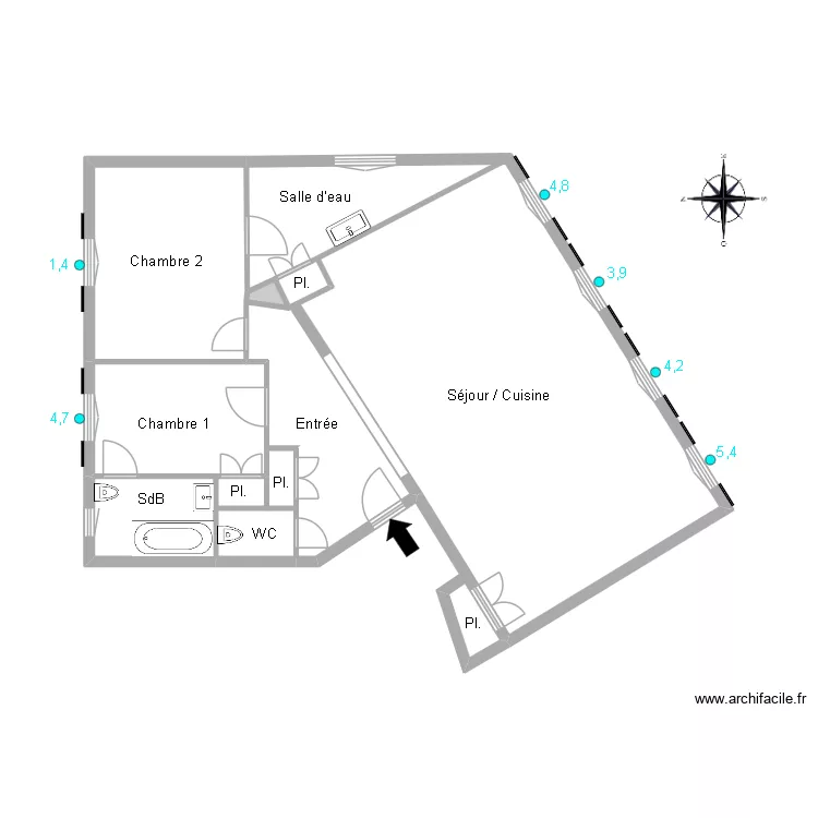 51769 CHARLES. Plan de 10  et 86 m²