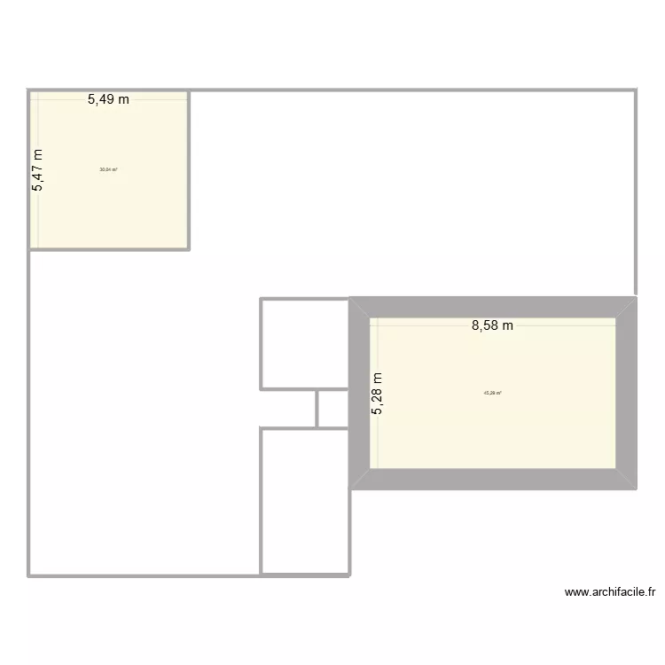 terrain. Plan de 2  et 75 m²