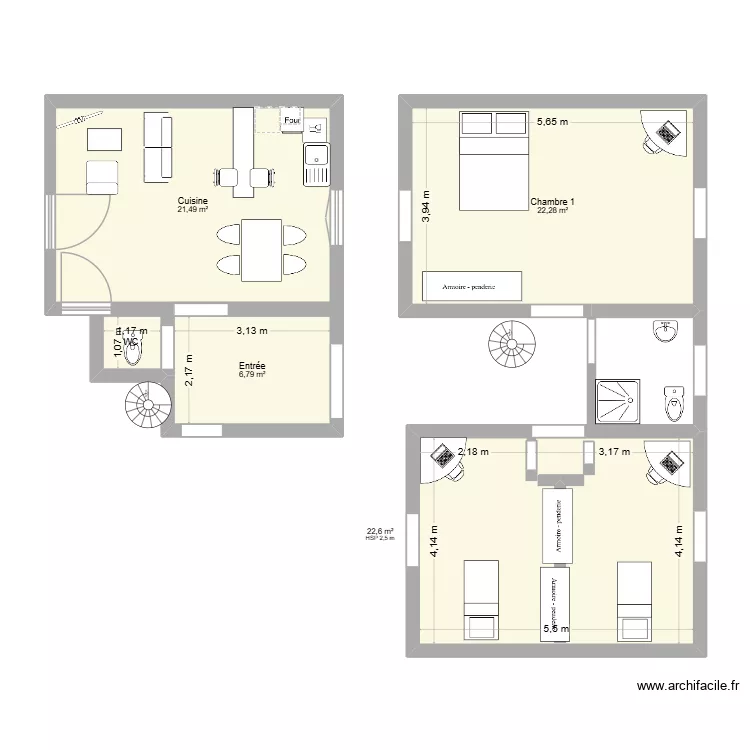 Plan logement. Plan de 5 et 74 m² Plan logement. Plan de 5 et 74 m²