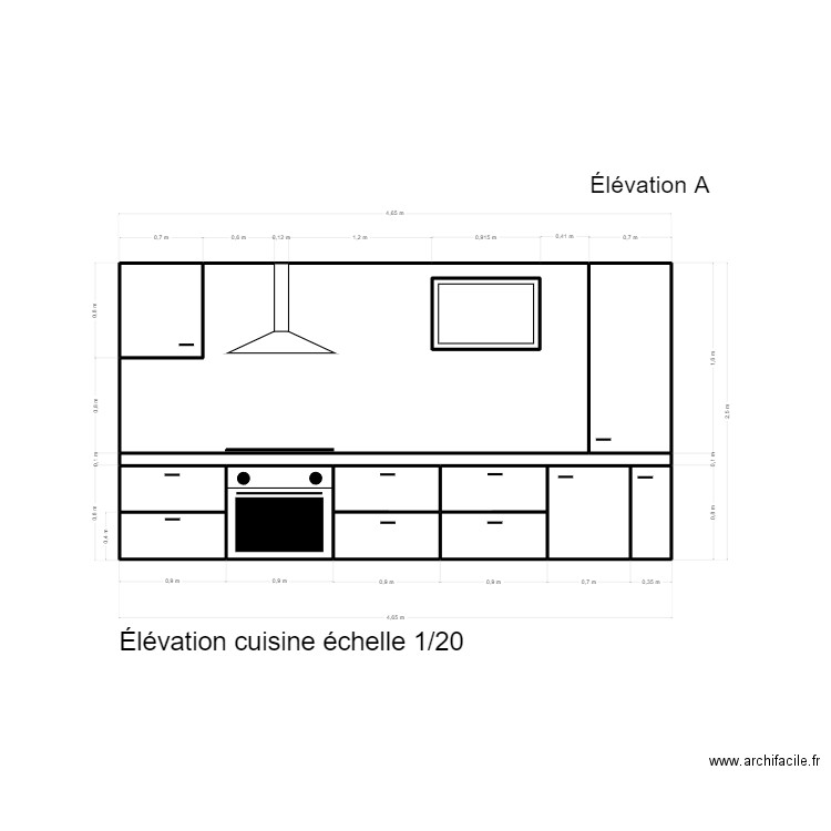Élévation Cuisine 2. Plan de 13 pièces et 12 m2