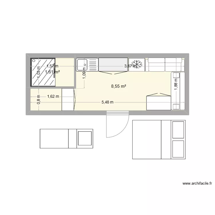 studio rbnb 3. Plan de 2 et 10 m² studio rbnb 3. Plan de 2 et 10 m²