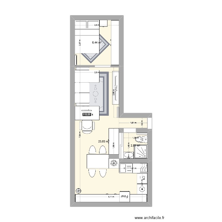 Prout_Version_Dou. Plan de 3 pièces et 32 m2