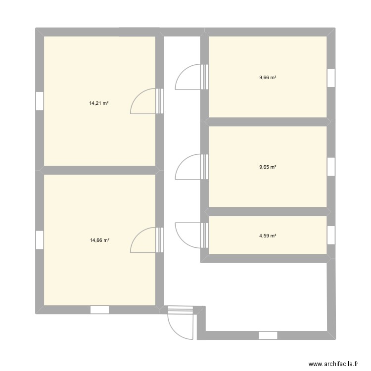 Tano. Plan de 5 pièces et 53 m2
