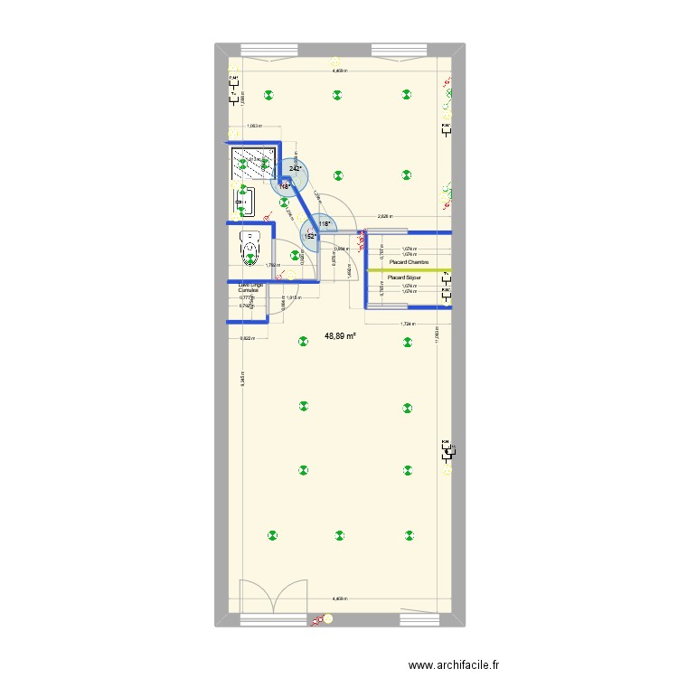 FABREGUETTE 2EME ETAGE DROITE ELECTRICITE. Plan de 1 pièce et 49 m2