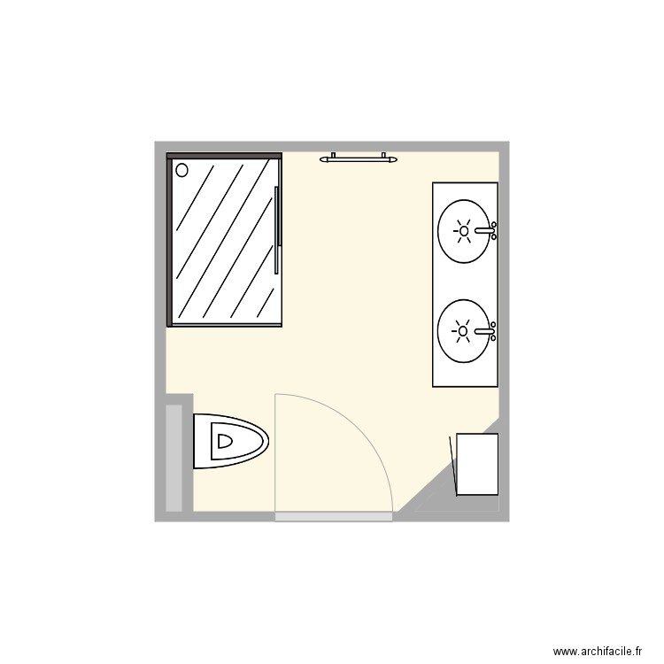 sdb creton. Plan de 3 pièces et 5 m2