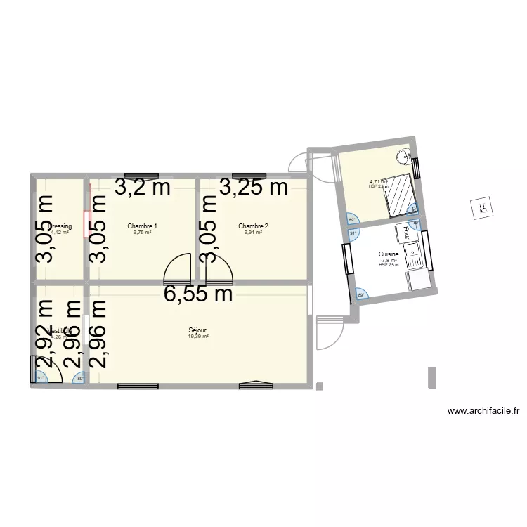 2. -&egrave;me. Plan de 7  et 57 m²