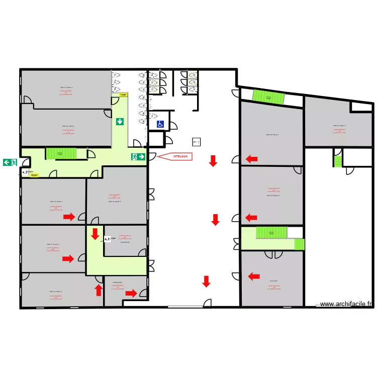 Olivier rdc g&eacute;n&eacute;ral PPMS attentat 3. Plan de 30 pièces et 8106 m²