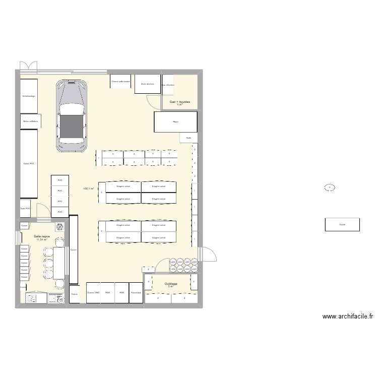 Atelier VELAY. Plan de 4 pièces et 127 m2