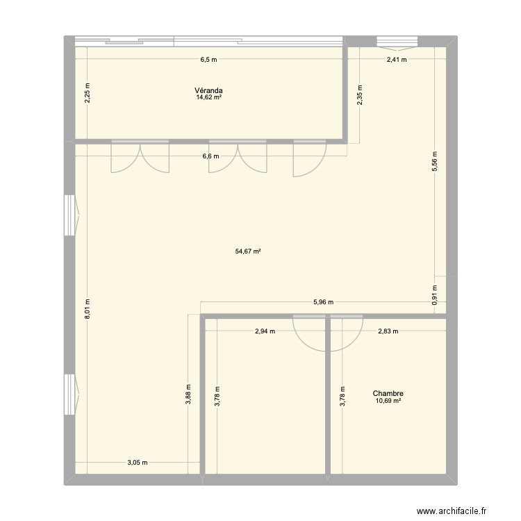 Plan Abbé Duplan NU. Plan de 4 pièces et 91 m2