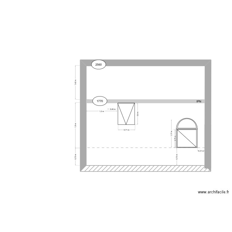 Developpe mur. Plan de 1 pièce et 20 m2